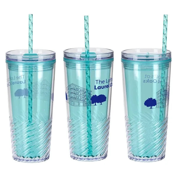 Clio 20 oz 2-in-1 Recycled Acrylic Straw Tumbler