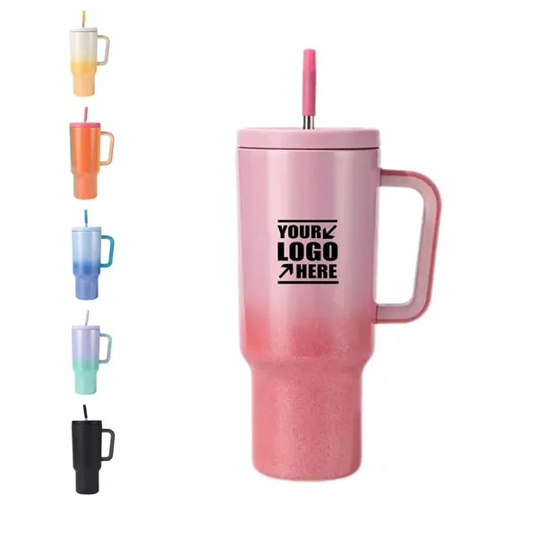 40Oz Gradient Stainless Steel Tumbler With Handle And Straw