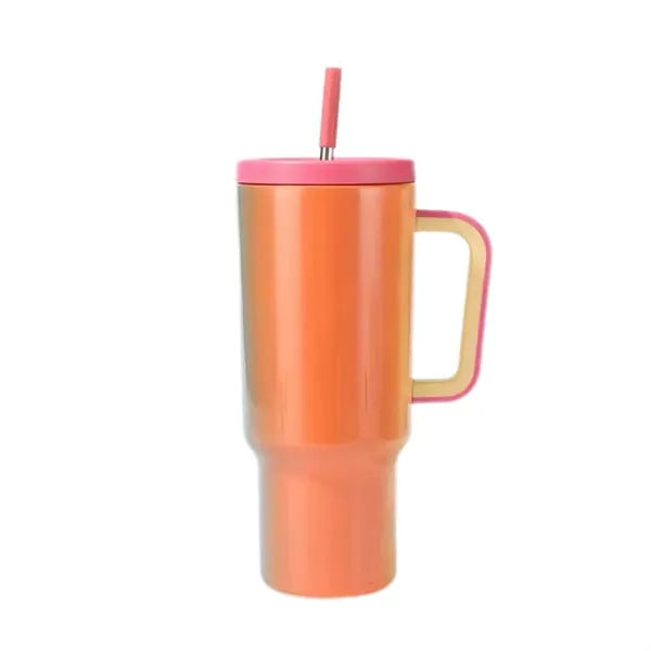 40Oz Gradient Stainless Steel Tumbler With Handle And Straw