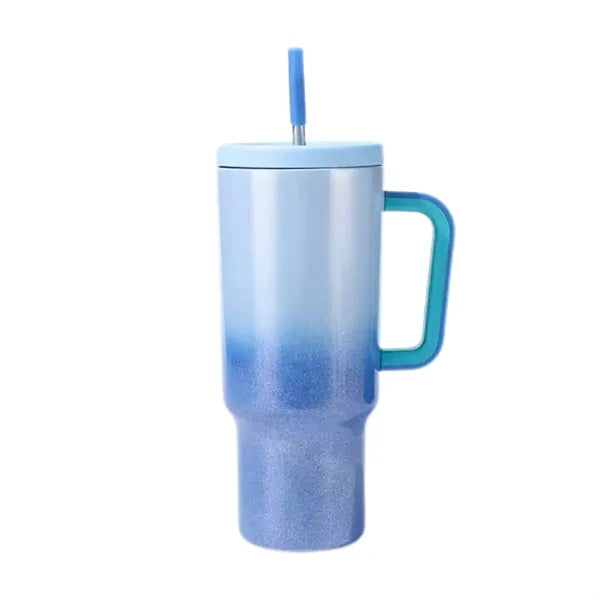 40Oz Gradient Stainless Steel Tumbler With Handle And Straw