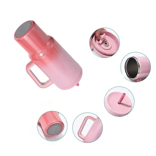 40Oz Gradient Stainless Steel Tumbler With Handle And Straw