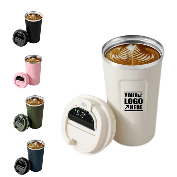 Stainless Steel Coffee Tumbler With Temperature Display Lid