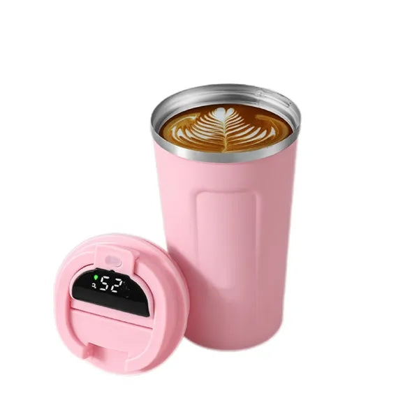 Stainless Steel Coffee Tumbler With Temperature Display Lid
