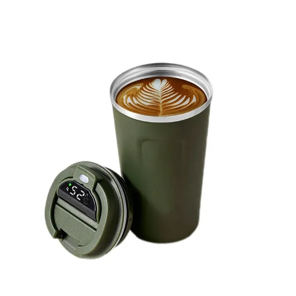 Stainless Steel Coffee Tumbler With Temperature Display Lid