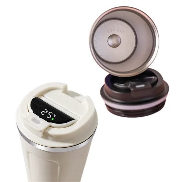 Stainless Steel Coffee Tumbler With Temperature Display Lid