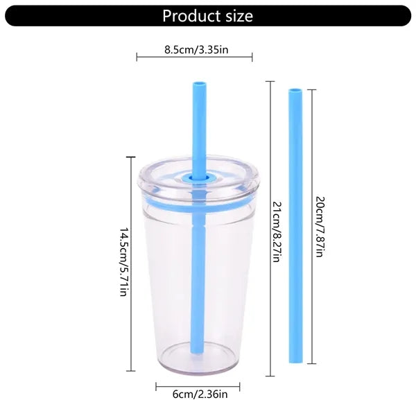 16oz Clear Straw Bottle with Brush