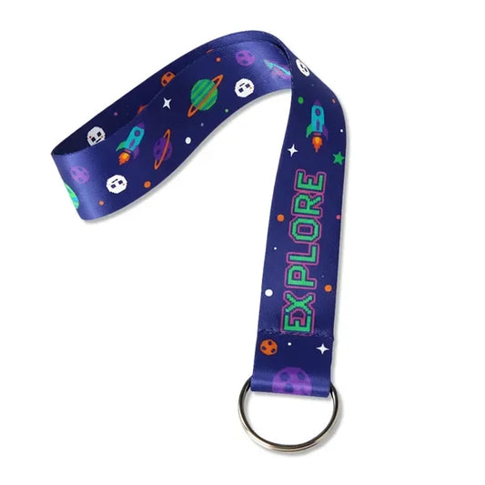 3/4" Full Color Polyester Keychain Lanyard With Split Ring