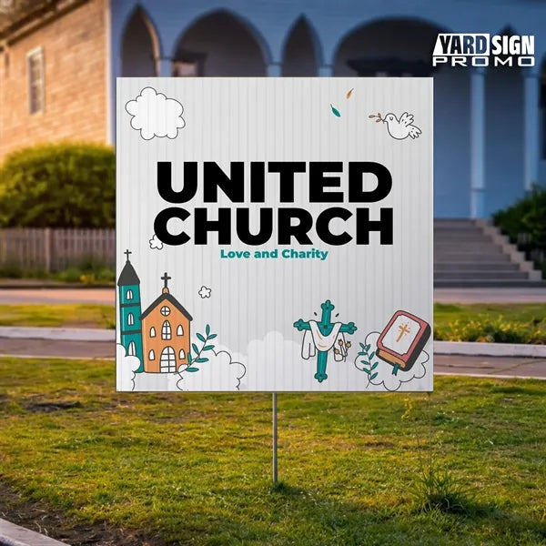 12x12 Custom Outdoor Yard Signs United Church