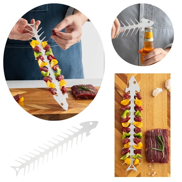 Stainless Steel Fishbone Shaped Barbecue Skewers