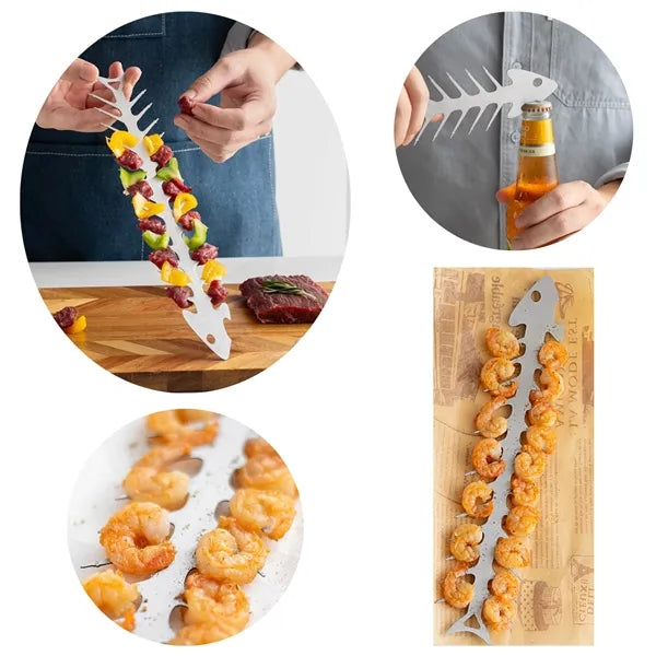 Stainless Steel Fishbone Shaped Barbecue Skewers