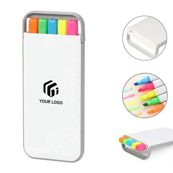 School Supplies 5 Colors Highlighter Pen Set with Case