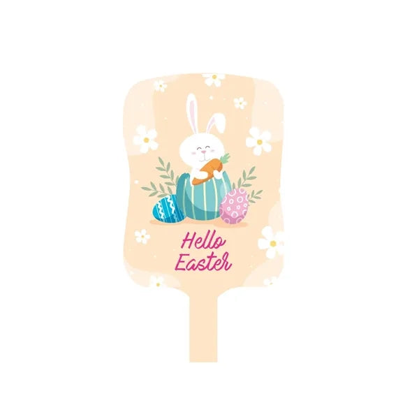 7x13 Hourglass Custom Hand Fans Hello Easter