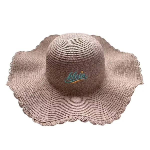 Wavy Brim Travel Sun Protection Straw Hat for Hiking Beach a