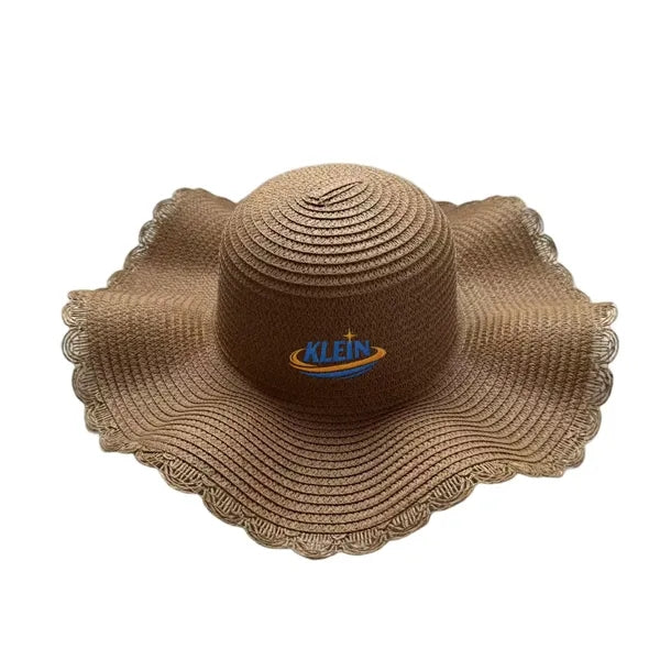 Wavy Brim Travel Sun Protection Straw Hat for Hiking Beach a