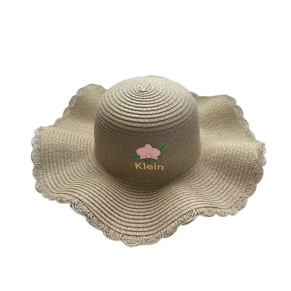 Wavy Brim Travel Sun Protection Straw Hat for Hiking Beach a
