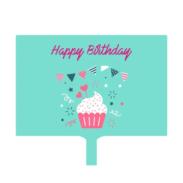 18x12 Custom Hand Fans Birthday Cupcake