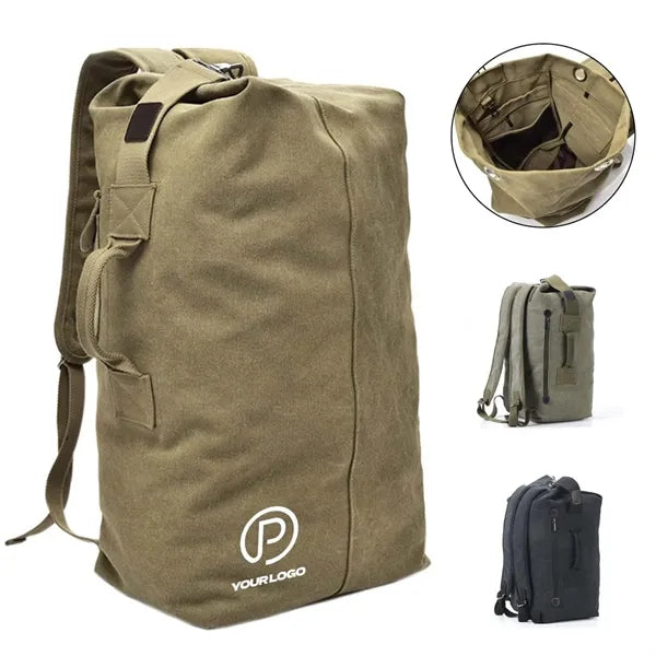 Large Tactical Backpack Canvas Side Handle For Outdoors