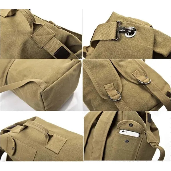 Large Tactical Backpack Canvas Side Handle For Outdoors