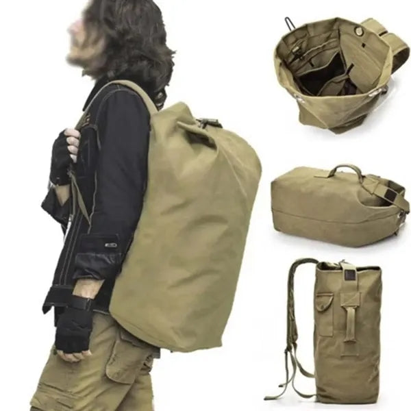 Large Tactical Backpack Canvas Side Handle For Outdoors