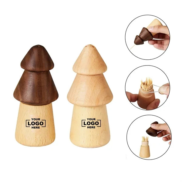 Natural Wood Pine Tree Toothpick Case