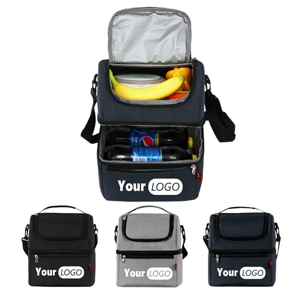 Double Layer Insulated Crossbody Lunch Cooler Bag