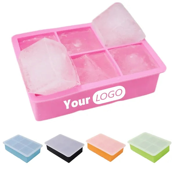 Silicone 6-Grid Ice Cube Tray with Lid for Whisky