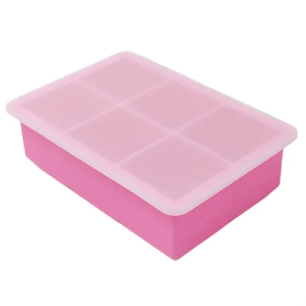 Silicone 6-Grid Ice Cube Tray with Lid for Whisky