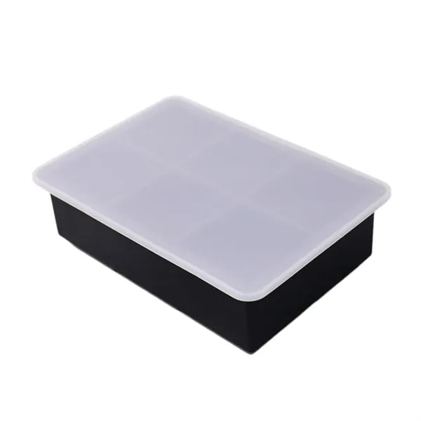 Silicone 6-Grid Ice Cube Tray with Lid for Whisky