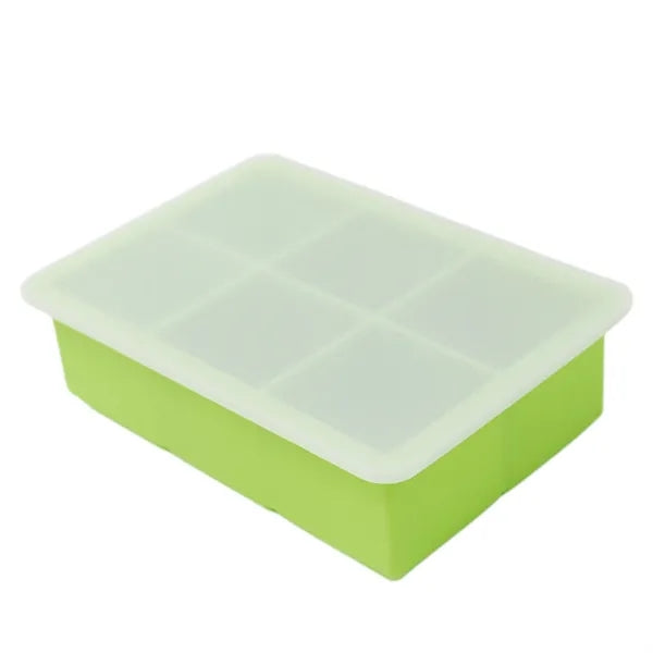 Silicone 6-Grid Ice Cube Tray with Lid for Whisky