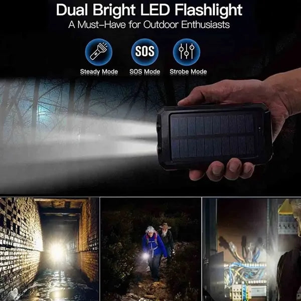 Portable Solar Power Bank With Compass