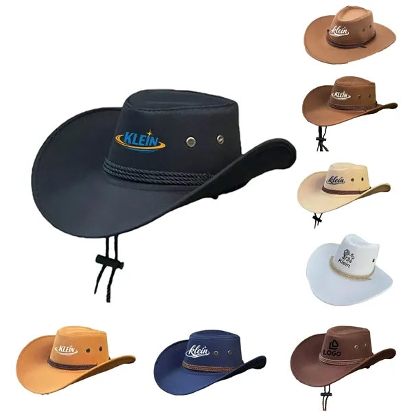 Retro Wide Brim Suede Cowboy Hat, Windproof & Sun Protection