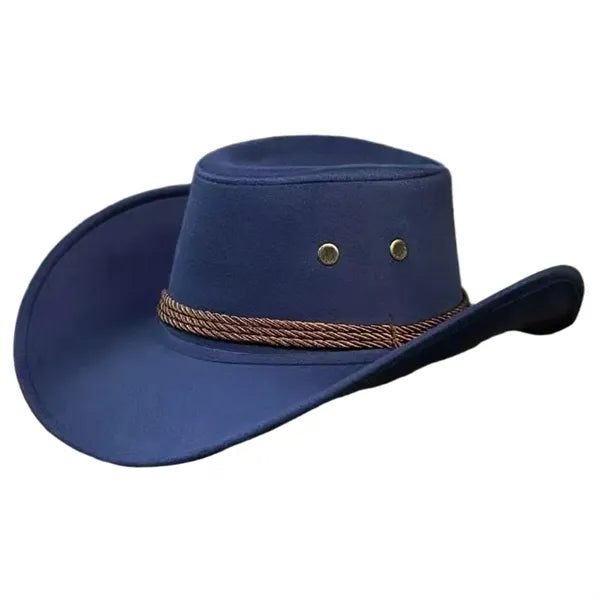 Retro Wide Brim Suede Cowboy Hat, Windproof & Sun Protection