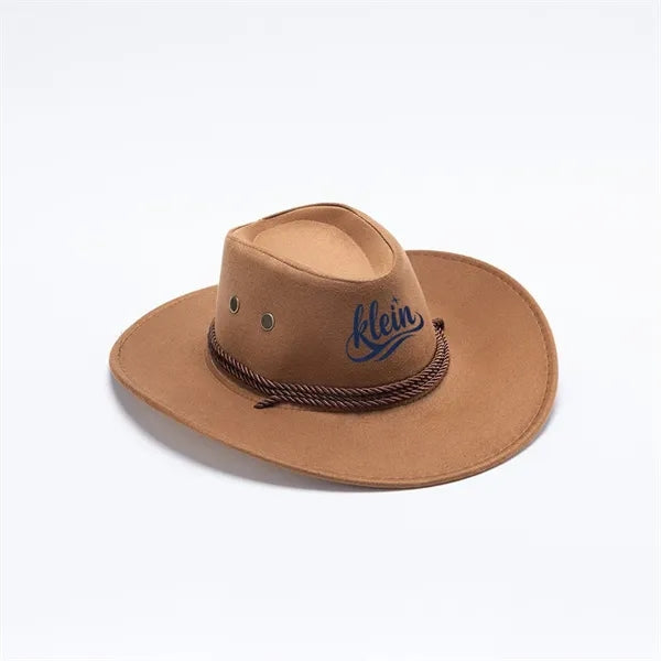 Retro Wide Brim Suede Cowboy Hat, Windproof & Sun Protection