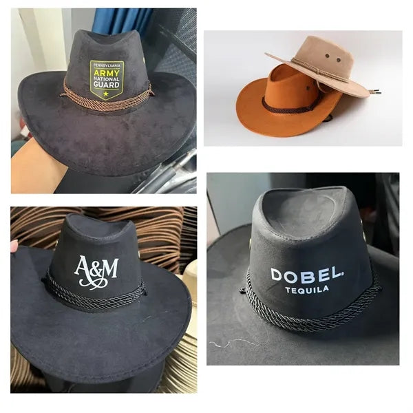 Retro Wide Brim Suede Cowboy Hat, Windproof & Sun Protection