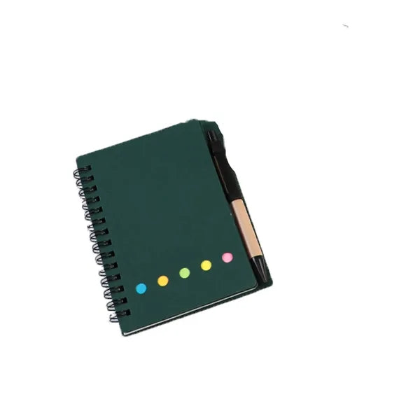 Spiral Notebook with Sticky Notes and Pens Set