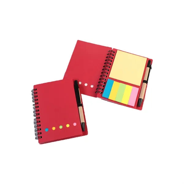 Spiral Notebook with Sticky Notes and Pens Set