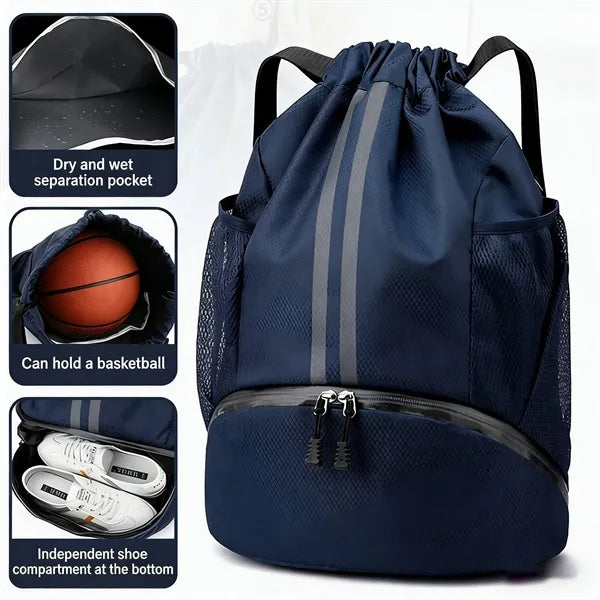 Dry Wet Separation Shoe Pocket Drawstring Backpack