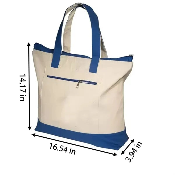 Simple Color-Block Thick Travel Portable Storage Canvas Bag