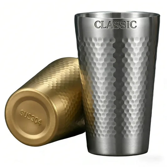 Double-Walled Hammered Stainless Steel Tumbler