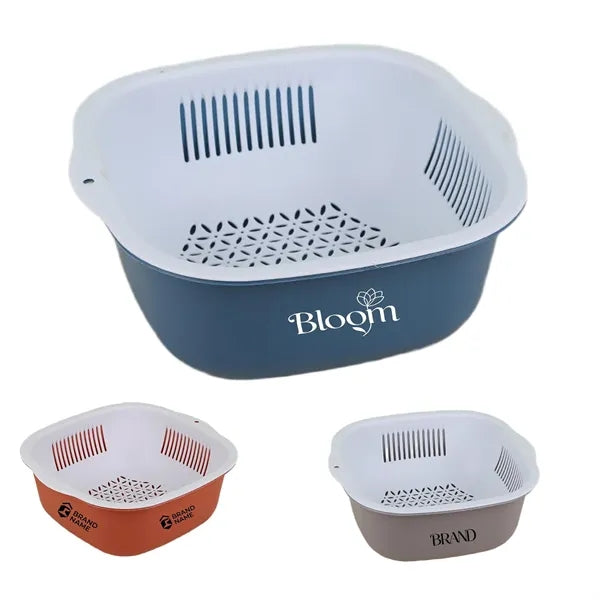 Logo Double Layer PP Draining Basket