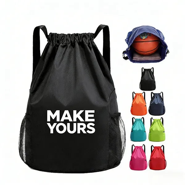 Large-capacity PU drawstring backpack