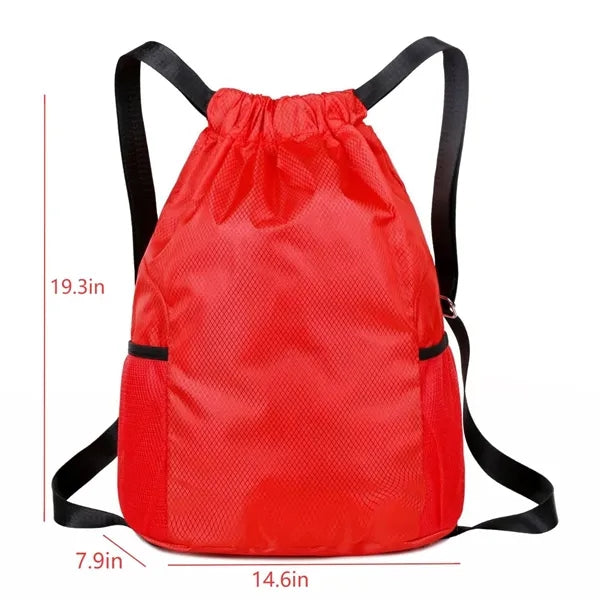 Large-capacity PU drawstring backpack