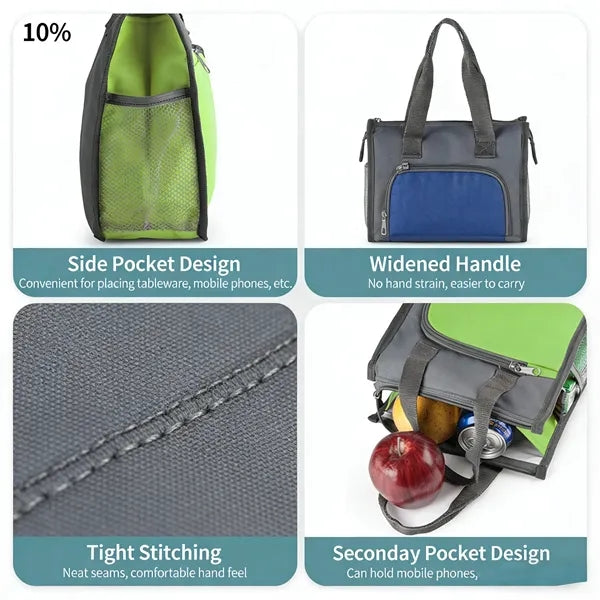 Oxford Cloth Insulated Lunch Tote, Cooler Bag for Food