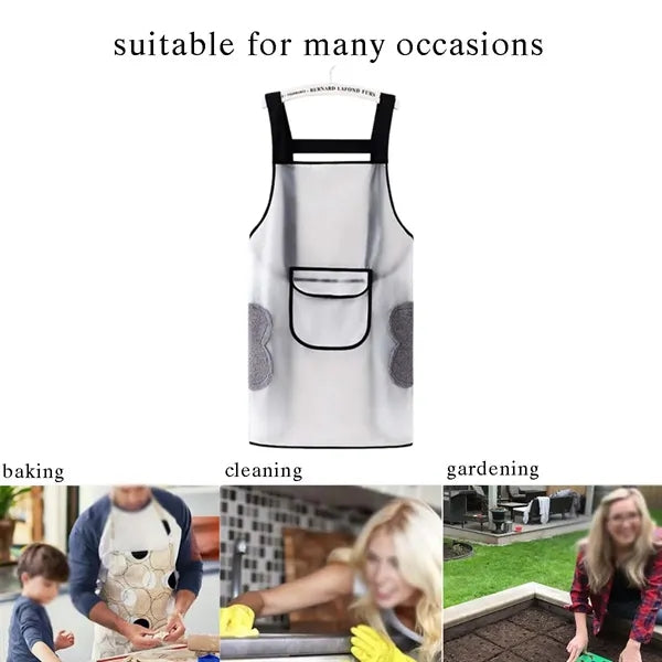 Waterproof Kitchen Cooking Apron With Coral Fleece Towels