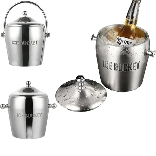 Logo Double Wall Stainless Steel Ice Bucket