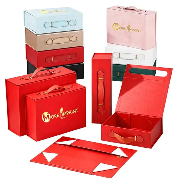 Collapsible Magnetic Gift Box with Leather Handle