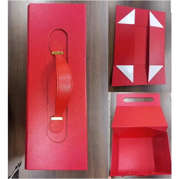 Collapsible Magnetic Gift Box with Leather Handle