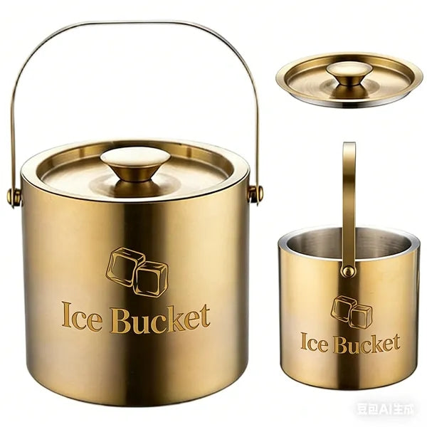 Logo Double Wall Stainless Steel Ice Bucket