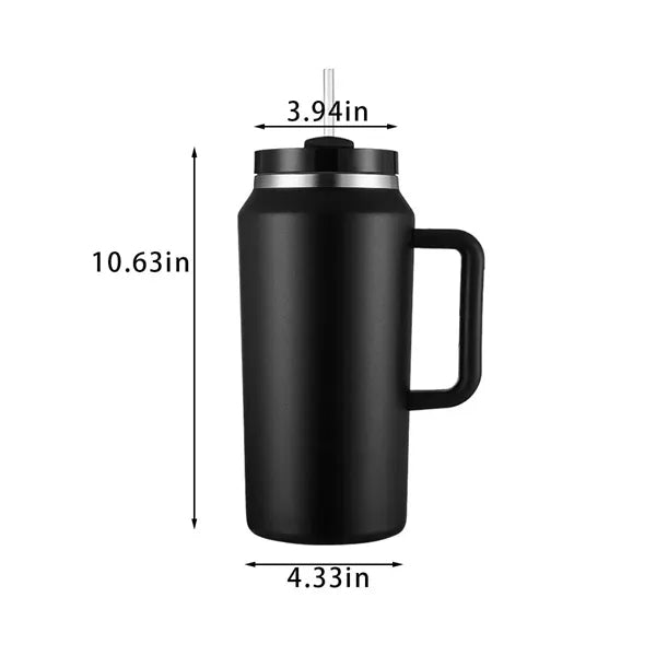64 Oz Insulated Tumbler Stainless Steel With Handle Straw