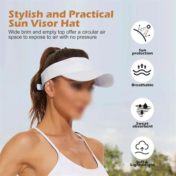Sun Visor Hat Adjustable Empty Top Quick Dry For Running